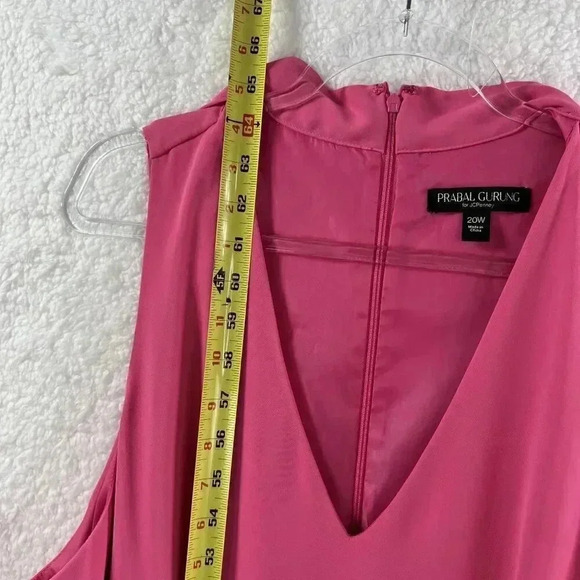 Prabal Gurung Wide Leg Tall Jumpsuit Romper 20W Pink Neck Bow Detail Barbiecore - Picture 9 of 16